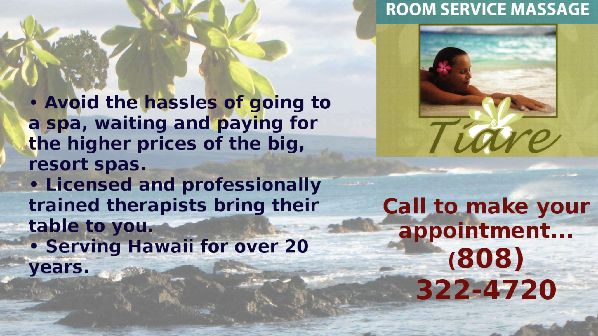 TIARE ROOM SERVICE MASSAGE business image in WAIKOLOA, HAWAII